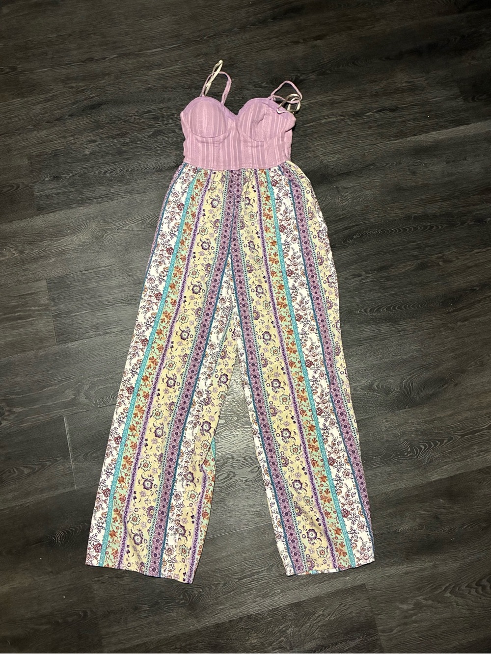 BOG Collect Women's Lavender Purple Bustier Floral Print Jumpsuit Romper xsmall